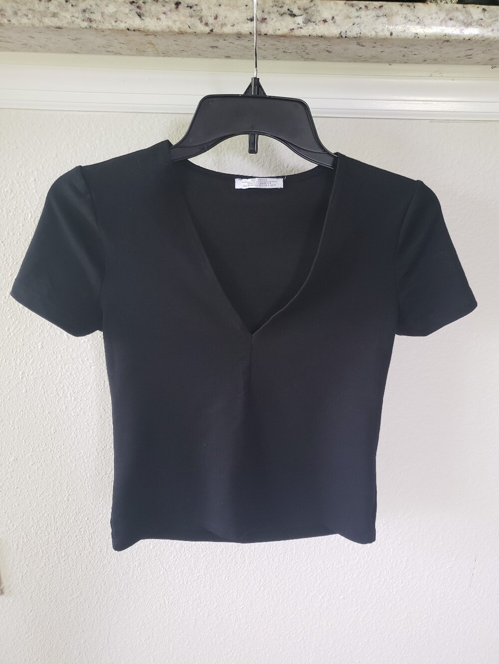 Zara TRF Black V-Neck Short Sleeve